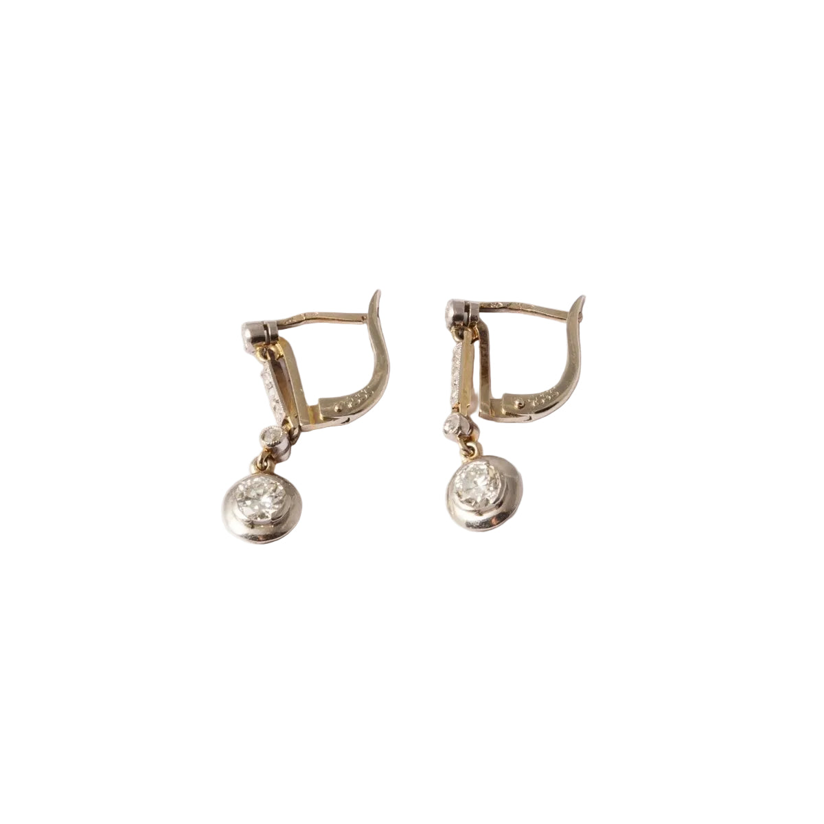 Boucles d'oreilles Dormeuses en platine, or blanc et diamant - Castafiore