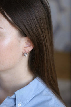 Boucles d'oreilles Dormeuses marguerite diamants - Castafiore