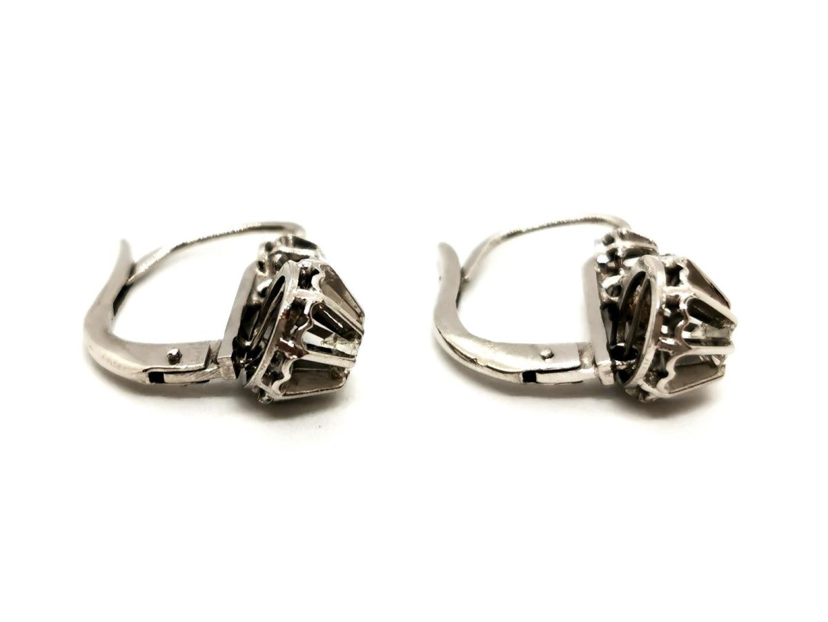 Boucles d'oreilles Dormeuses Or blanc Diamant - Castafiore