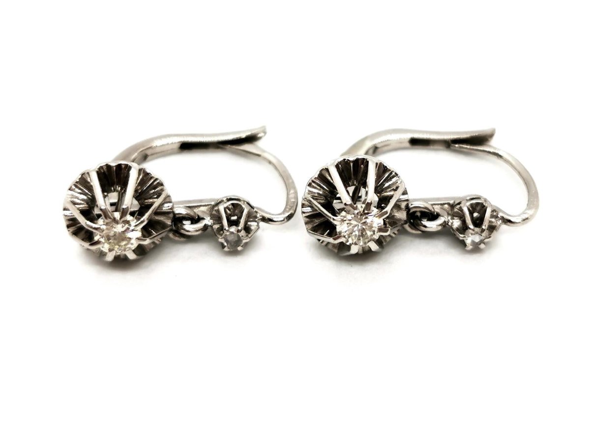 Boucles d'oreilles Dormeuses Or blanc Diamant - Castafiore