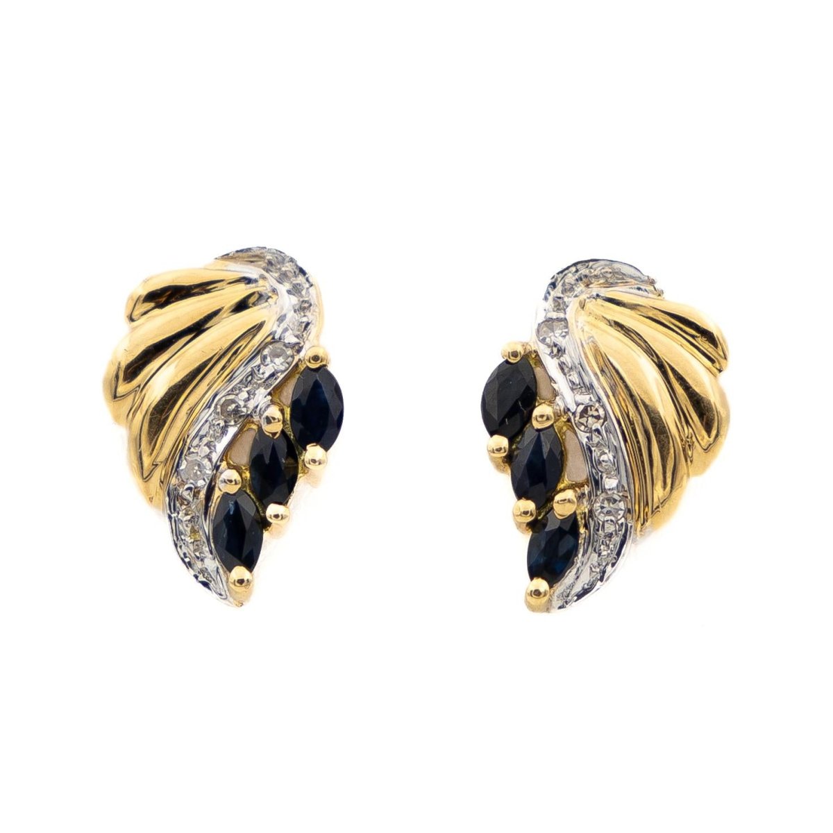 Boucles d'oreilles en 2 ors, diamants et saphirs - Castafiore