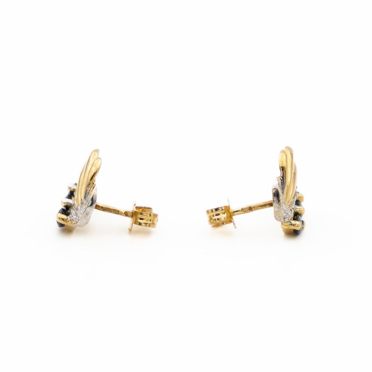 Boucles d'oreilles en 2 ors, diamants et saphirs - Castafiore