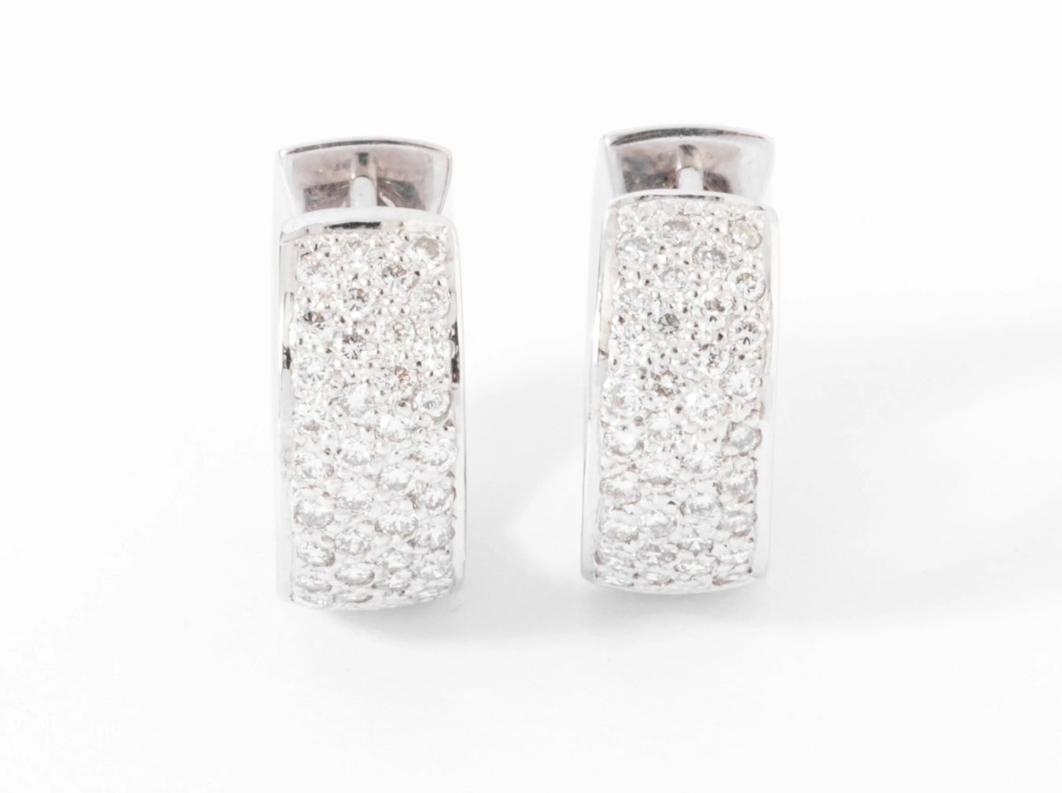 Boucles d'oreilles en demi créole en or gris et diamant - Castafiore