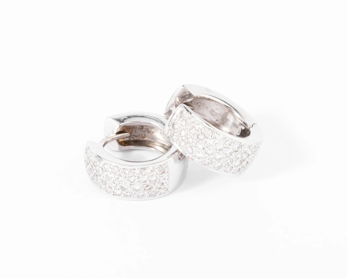 Boucles d'oreilles en demi créole en or gris et diamant - Castafiore