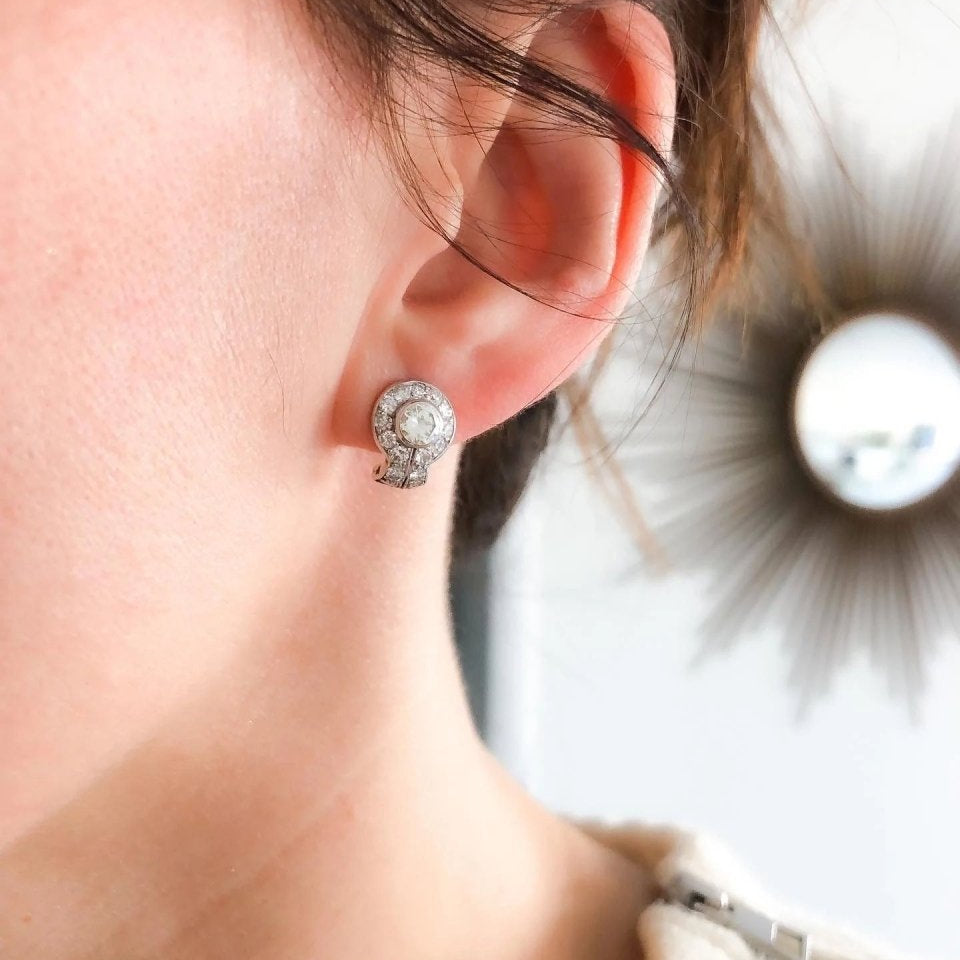 Boucles d'oreilles en diamants et platine - Castafiore