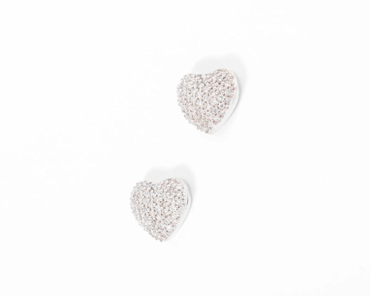 Boucles d'oreilles en gris formant des cœurs, pavée de diamant - Castafiore