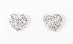 Boucles d'oreilles en gris formant des cœurs, pavée de diamant - Castafiore