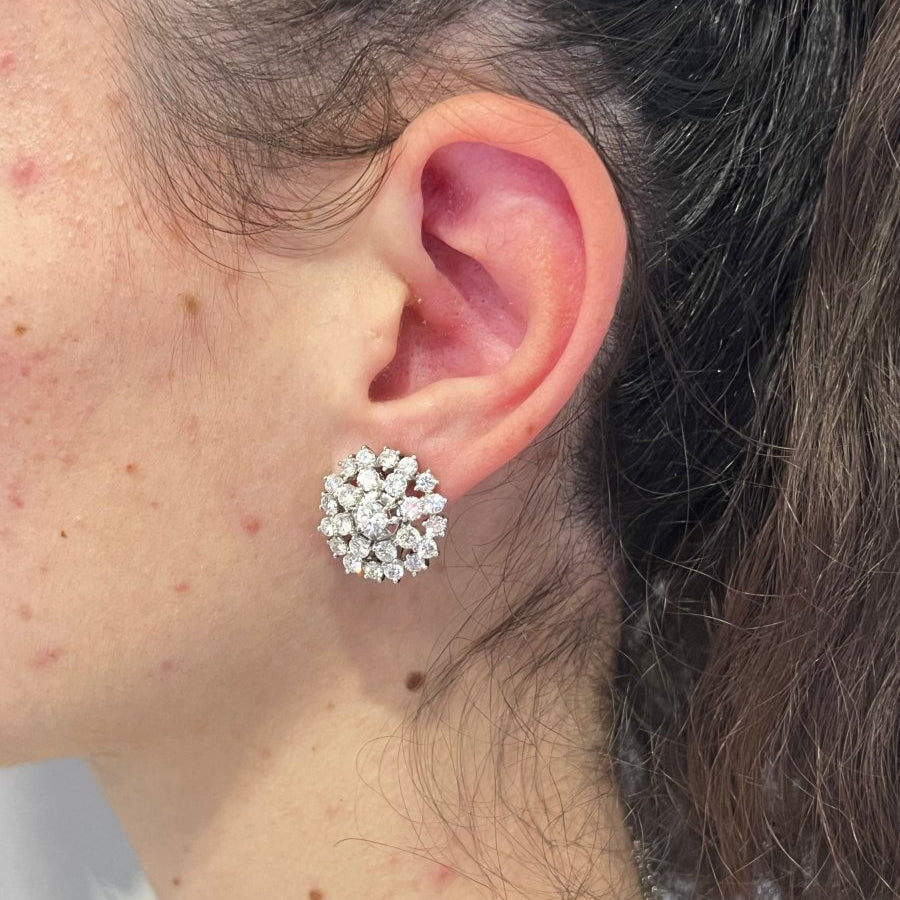 Boucles d'oreilles en or blanc et diamant - Castafiore