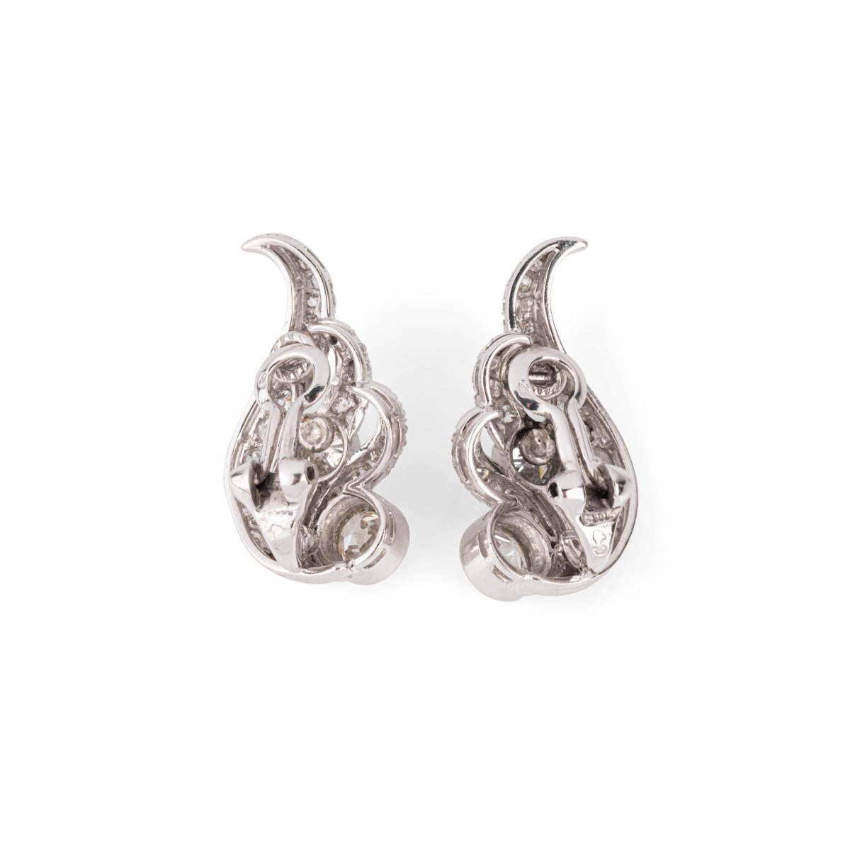 Boucles d'oreilles en or blanc, platine et diamants - Castafiore