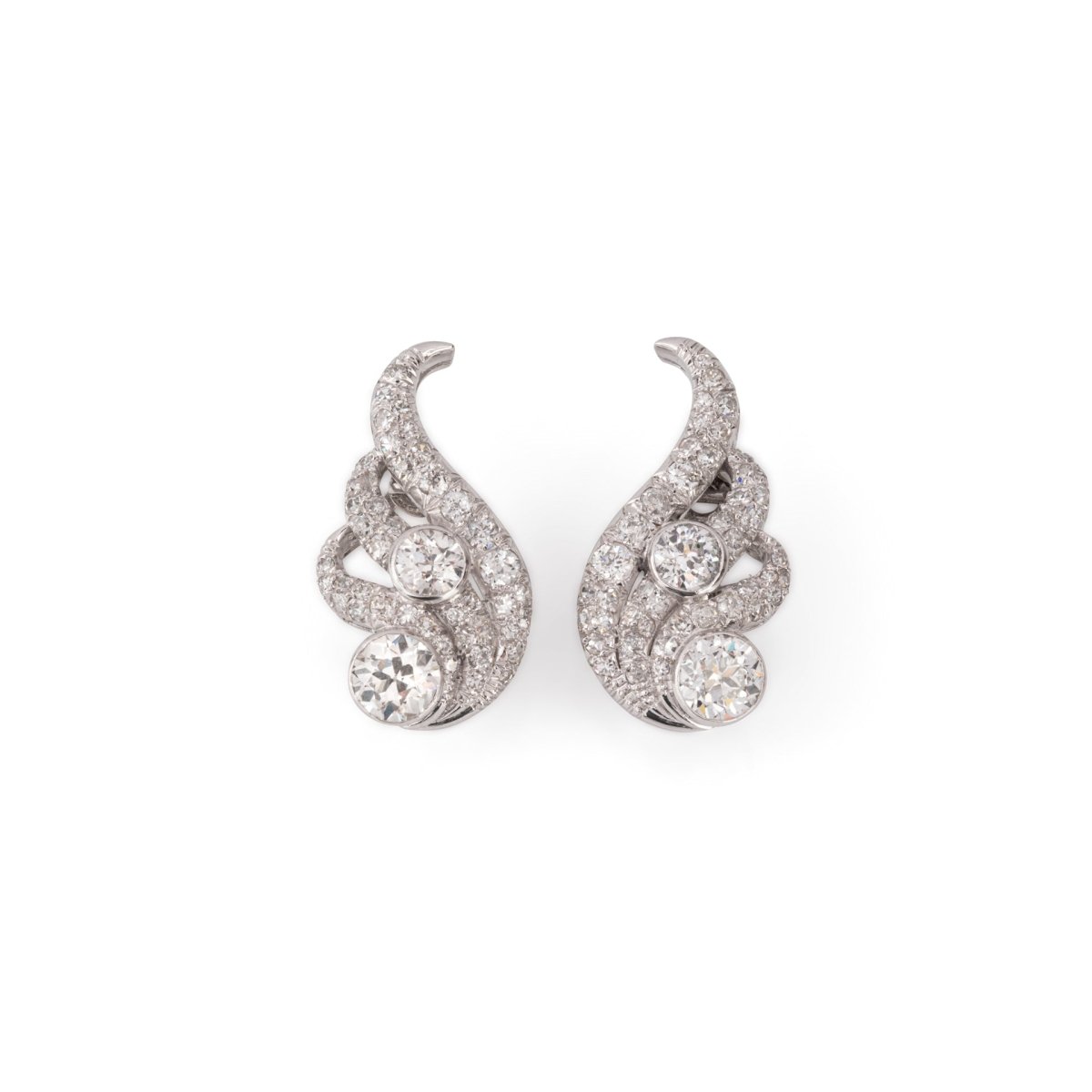 Boucles d'oreilles en or blanc, platine et diamants - Castafiore