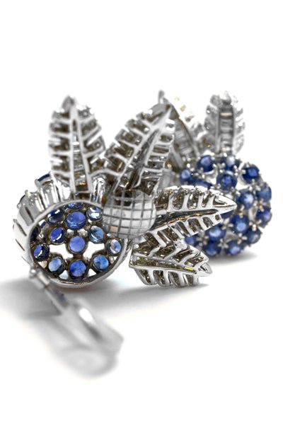 Boucles d'oreilles en or blanc, saphirs et diamants - Castafiore