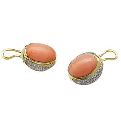 Boucles d'oreilles en or jaune, corail et diamants - Castafiore