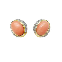 Boucles d'oreilles en or jaune, corail et diamants - Castafiore