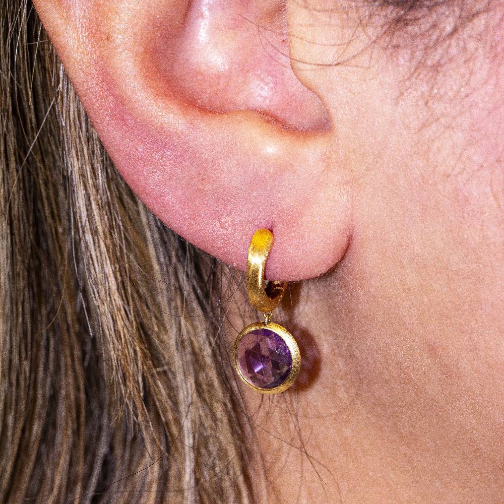 Boucles d'oreilles en or jaune et améthyste - Castafiore