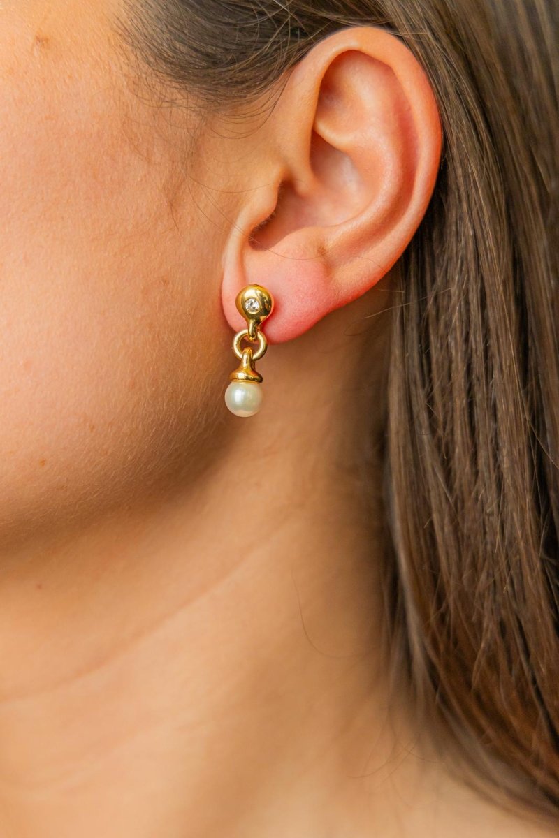 Boucles d'oreilles en or jaune et diamant - Castafiore