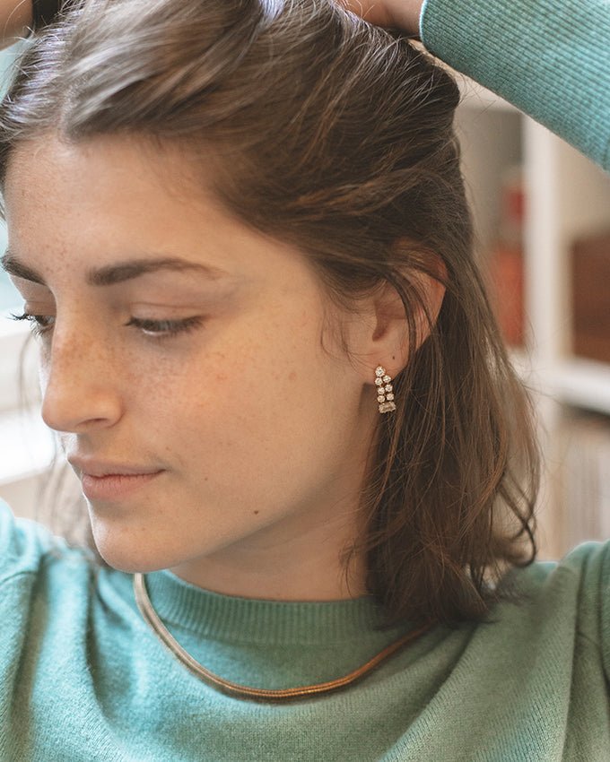 Boucles d'oreilles en or jaune et diamants - Castafiore