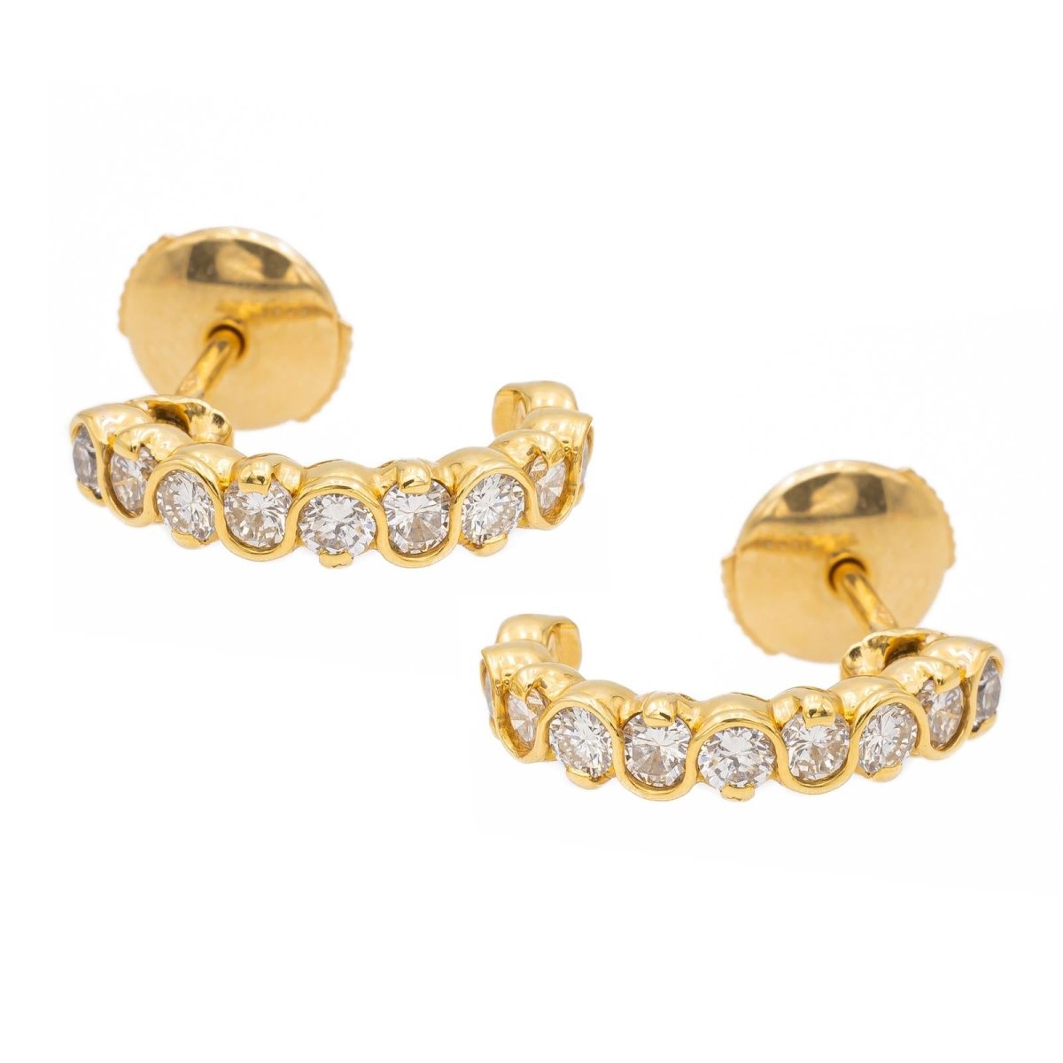 Boucles d'oreilles en or jaune et diamants - Castafiore