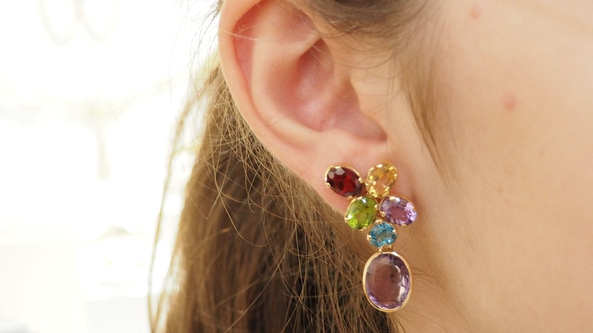 Boucles d'oreilles en or jaune et pierres fines - Castafiore