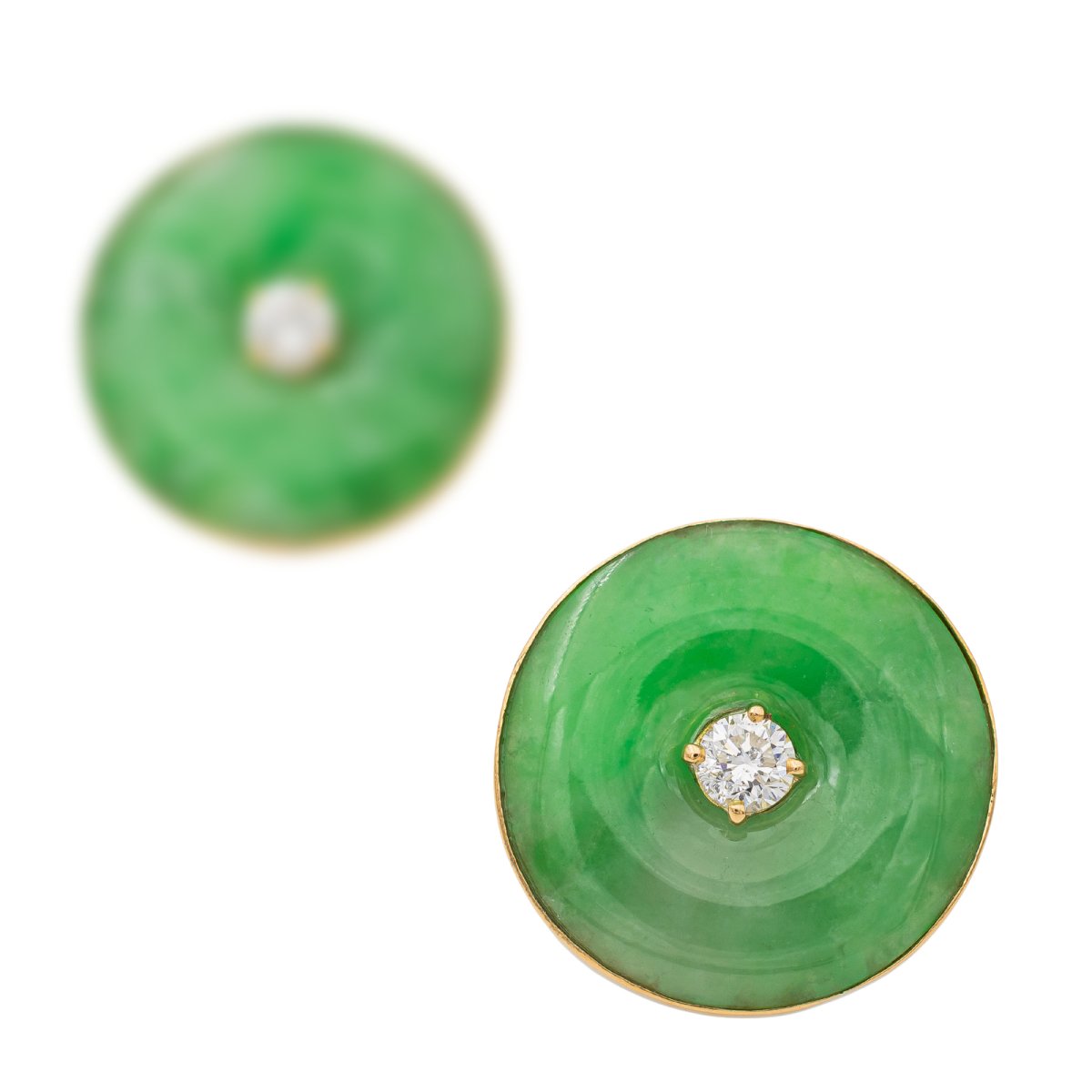 Boucles d'oreilles en or jaune, jade et diamans - Castafiore