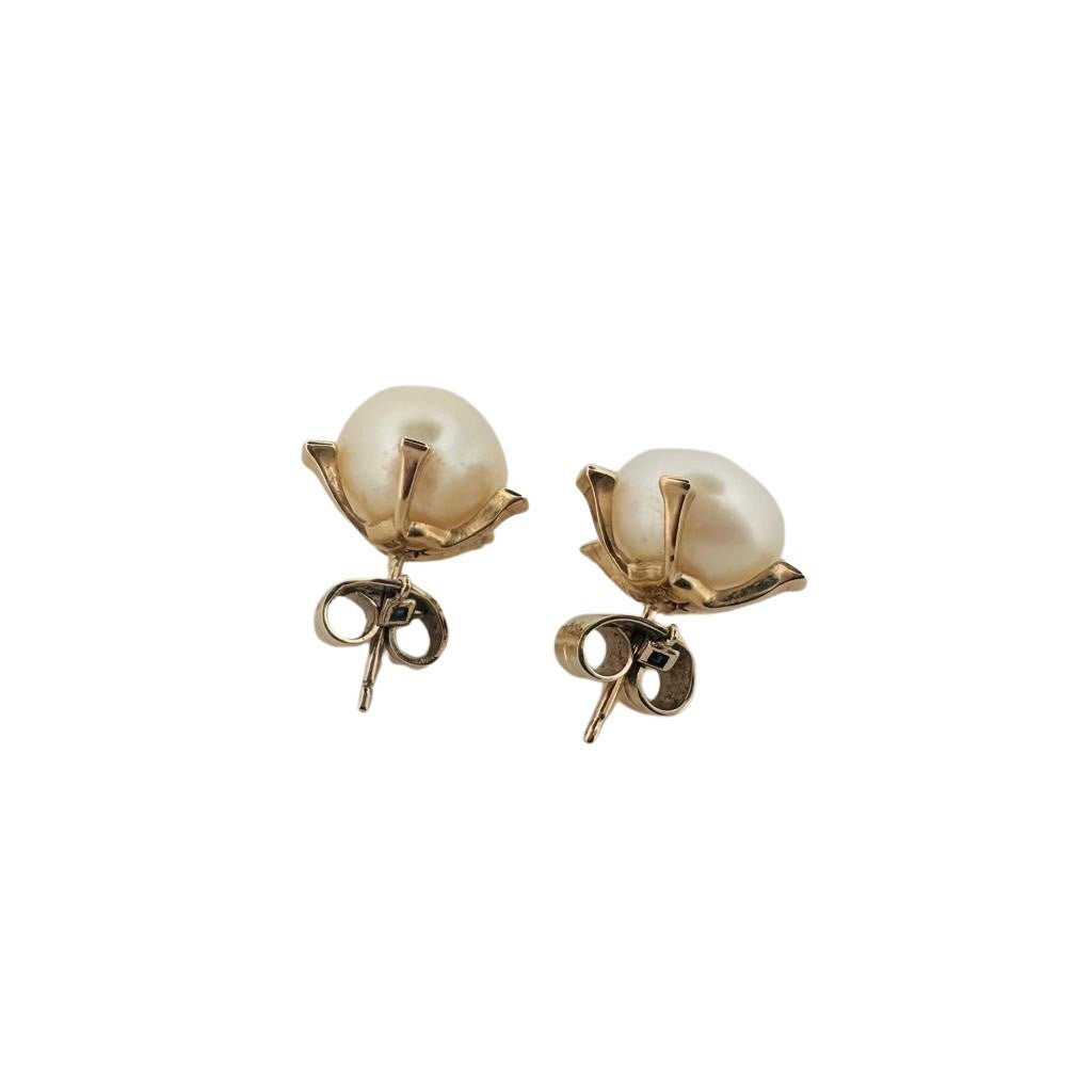 Boucles d'oreilles en or jaune, perle et diamants - Castafiore