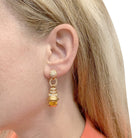 Boucles d'oreilles en or jaune saphirs jaunes et diamants - Castafiore