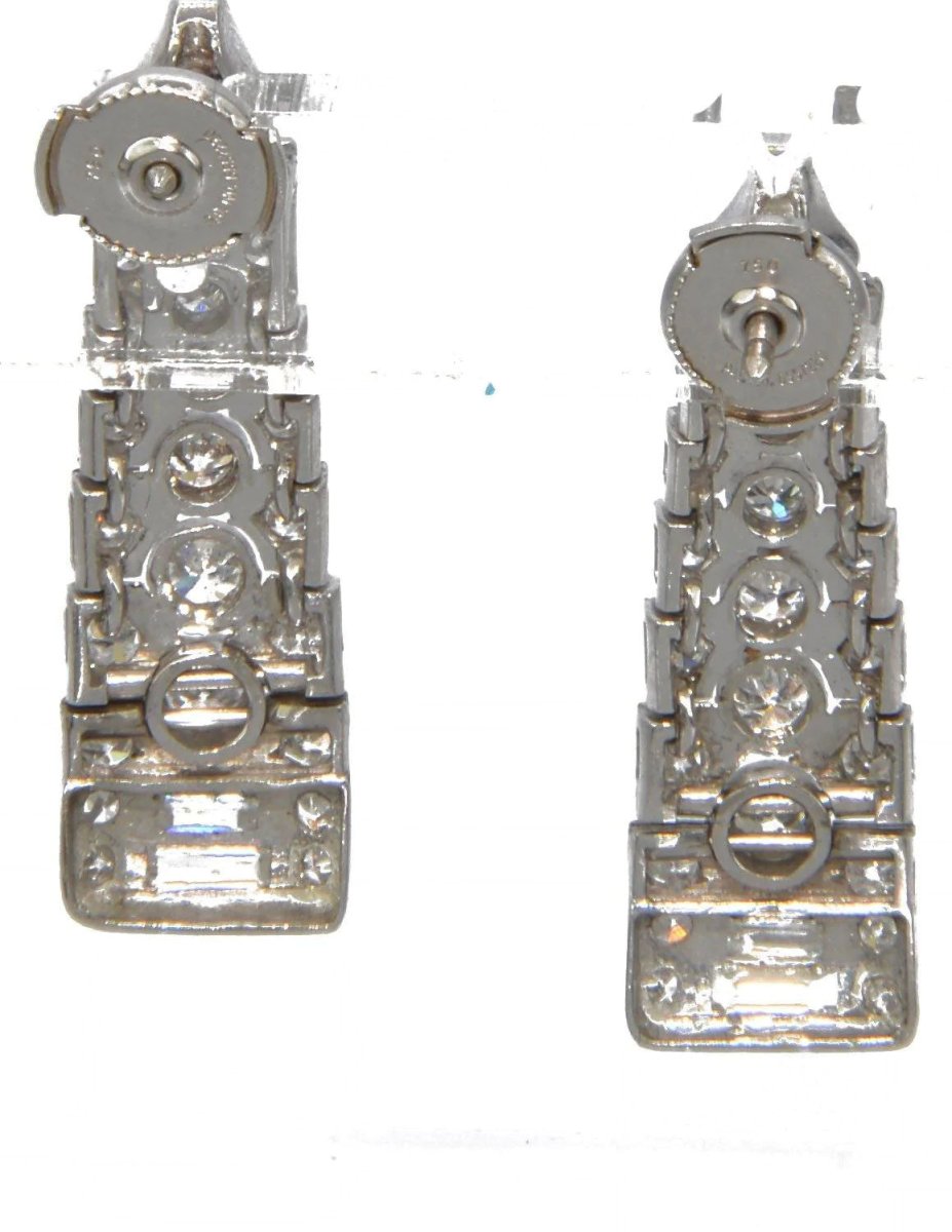 Boucles d'oreilles en platine et diamants - Castafiore