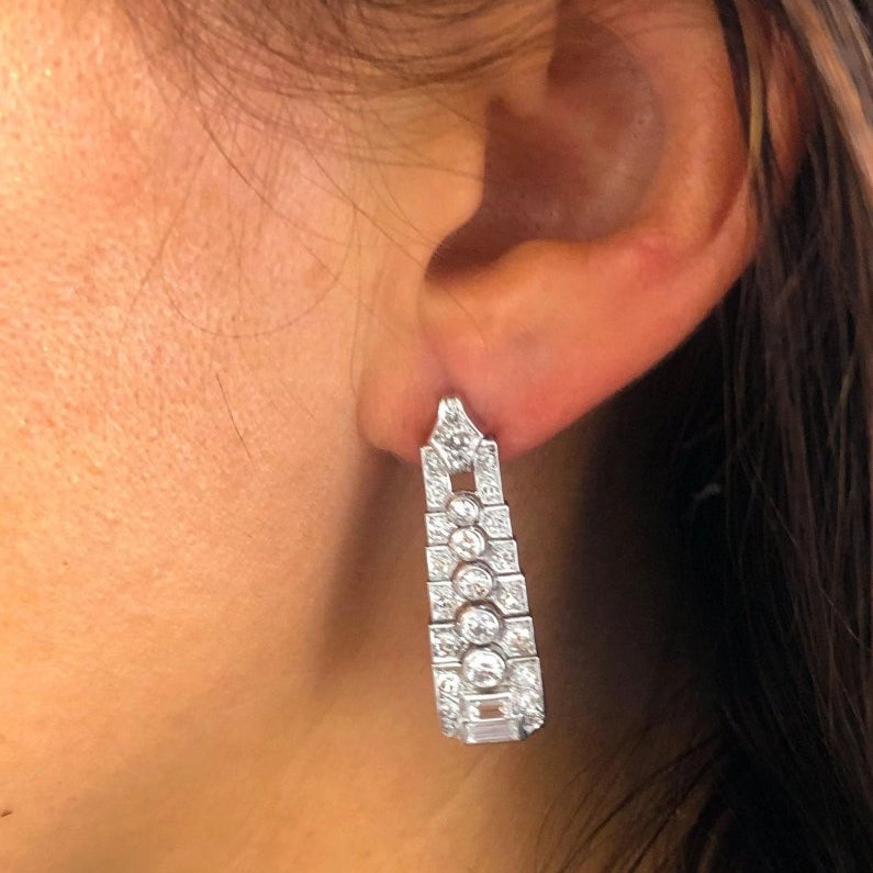 Boucles d'oreilles en platine et diamants - Castafiore