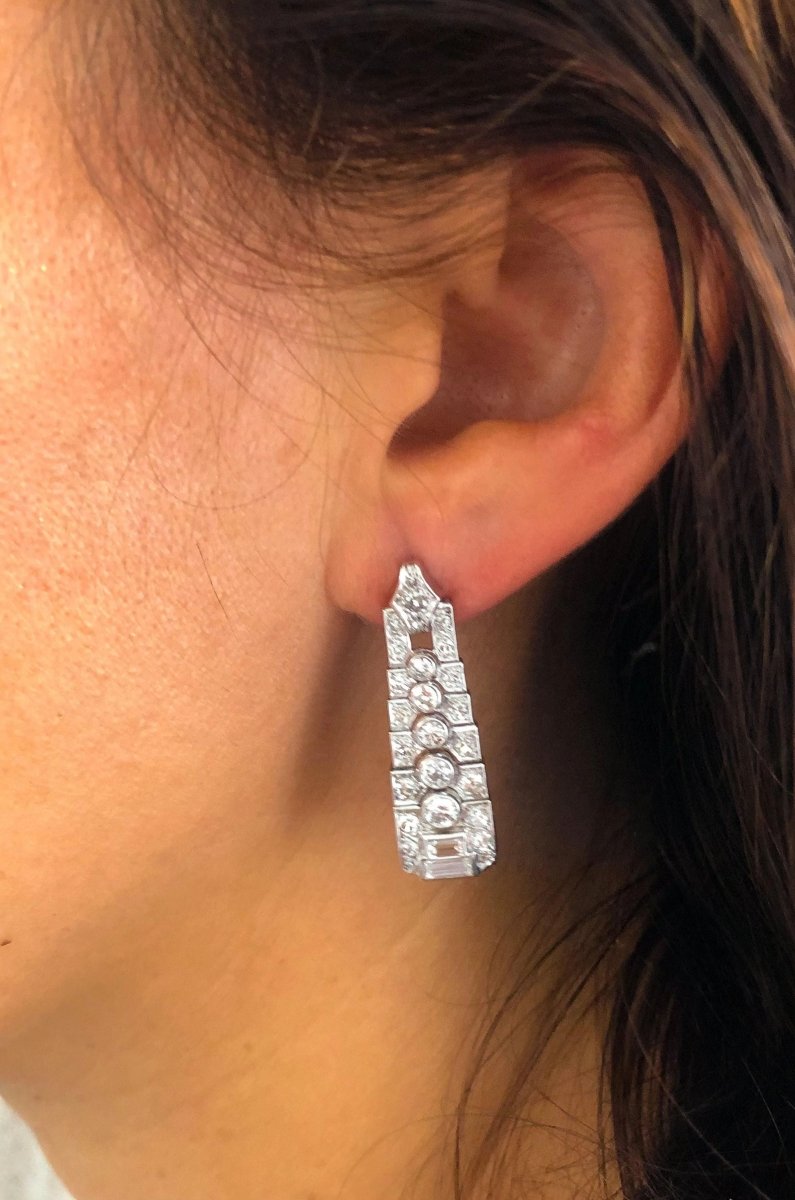 Boucles d'oreilles en platine et diamants - Castafiore