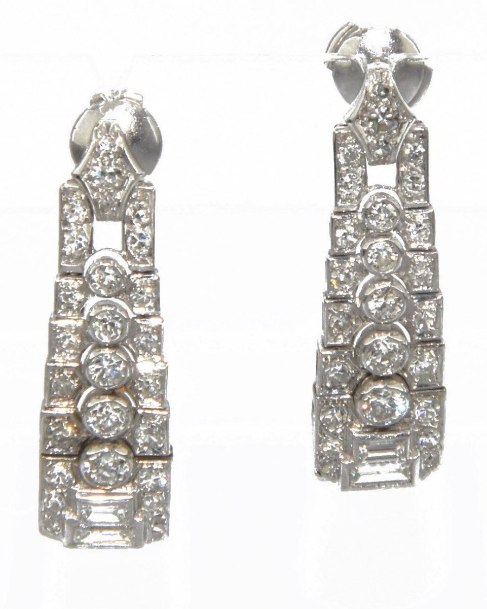 Boucles d'oreilles en platine et diamants - Castafiore