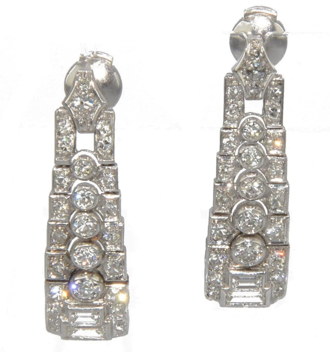 Boucles d'oreilles en platine et diamants - Castafiore