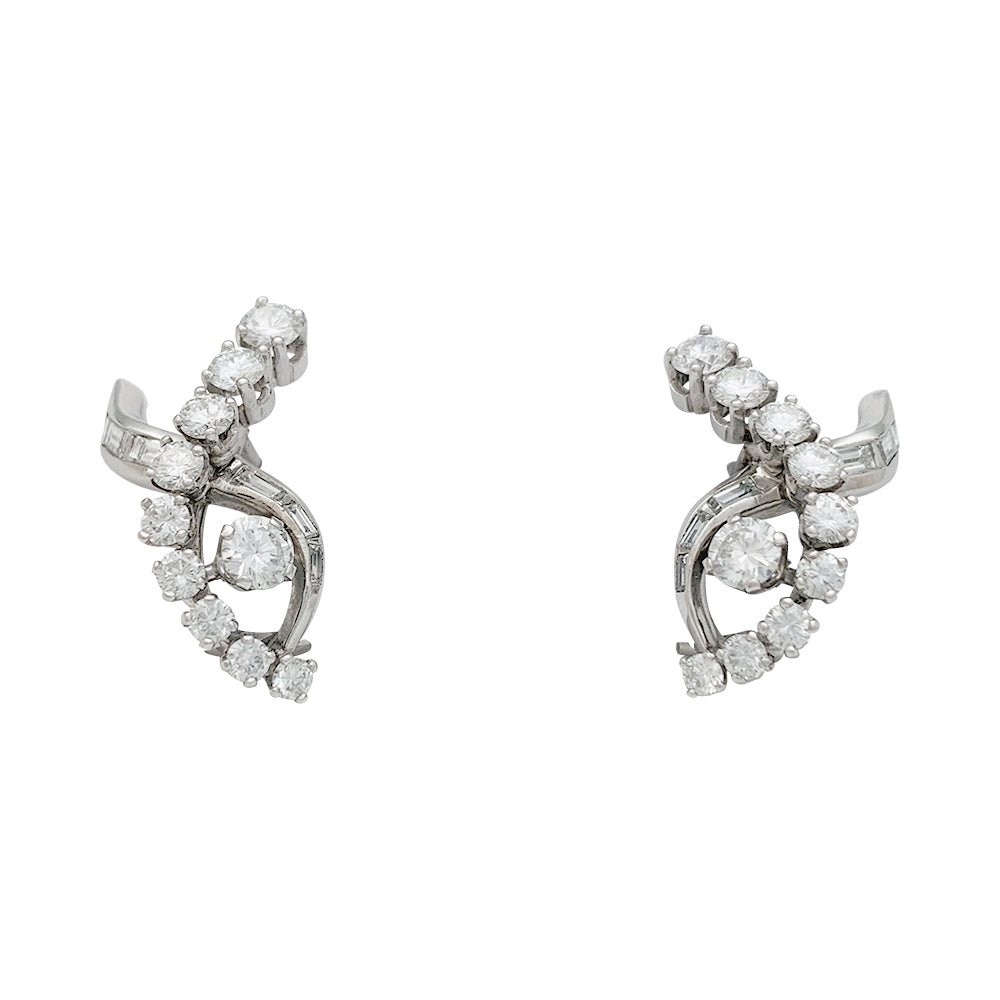 Boucles d'oreilles entrelacs en or blanc et diamants - Castafiore