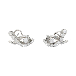 Boucles d'oreilles entrelacs en or blanc et diamants - Castafiore