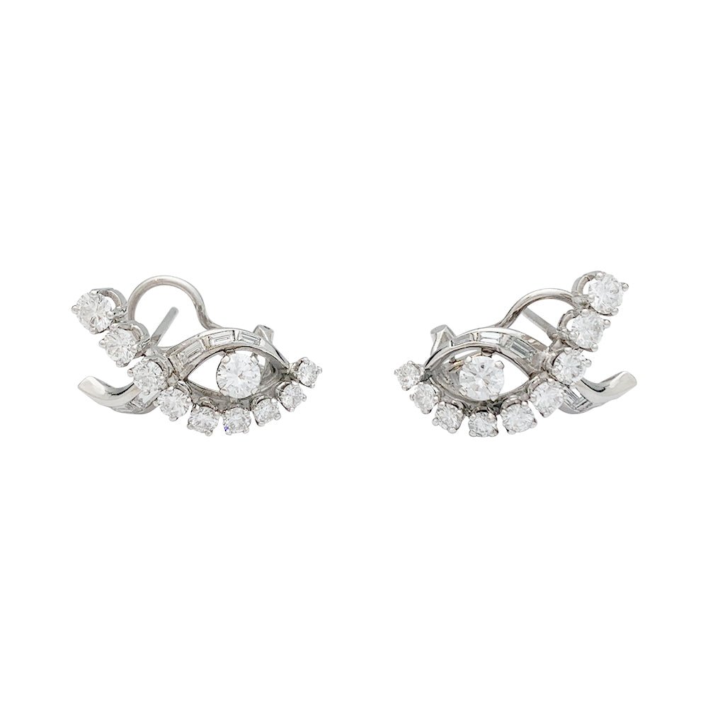 Boucles d'oreilles entrelacs en or blanc et diamants - Castafiore