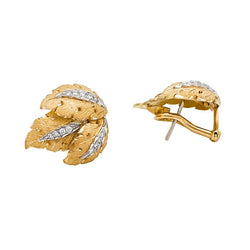 Boucles d'oreilles feuillages 2 ors et diamants - Castafiore