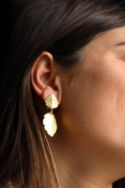 Boucles d'oreilles Feuille Or jaune - Castafiore