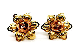Boucles d'oreilles Fleur Or jaune Diamant - Castafiore