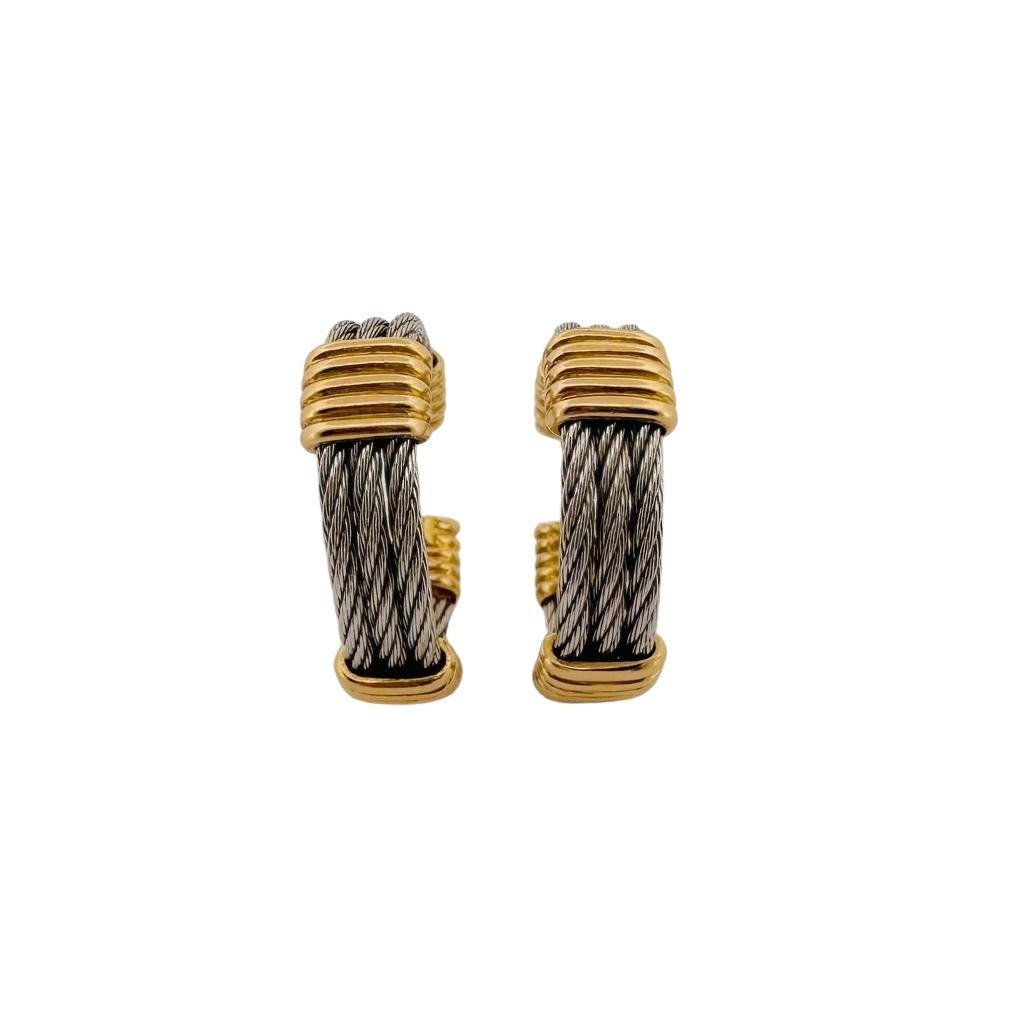 Boucles d'oreilles FRED "Force 10" en or jaune et acier - Castafiore