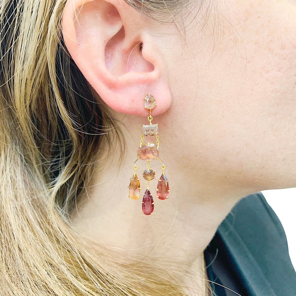 Boucles d'oreilles H.Stern,"Primavera", or jaune, tourmalines roses - Castafiore