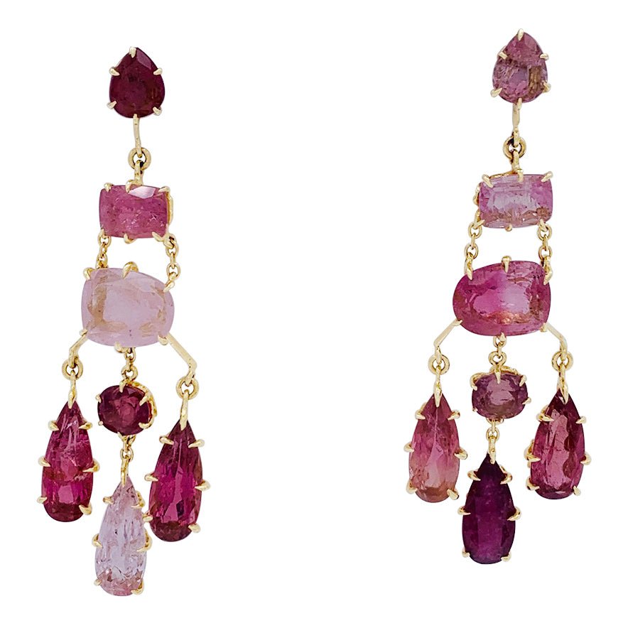 Boucles d'oreilles H.Stern,"Primavera", or jaune, tourmalines roses - Castafiore