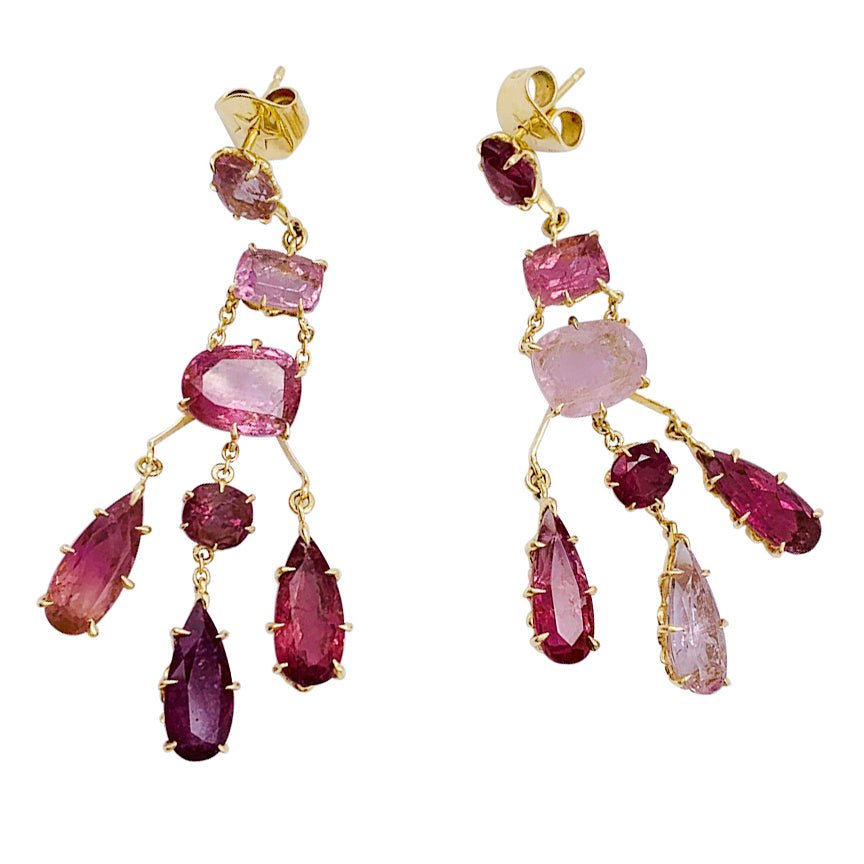 Boucles d'oreilles H.Stern,"Primavera", or jaune, tourmalines roses - Castafiore