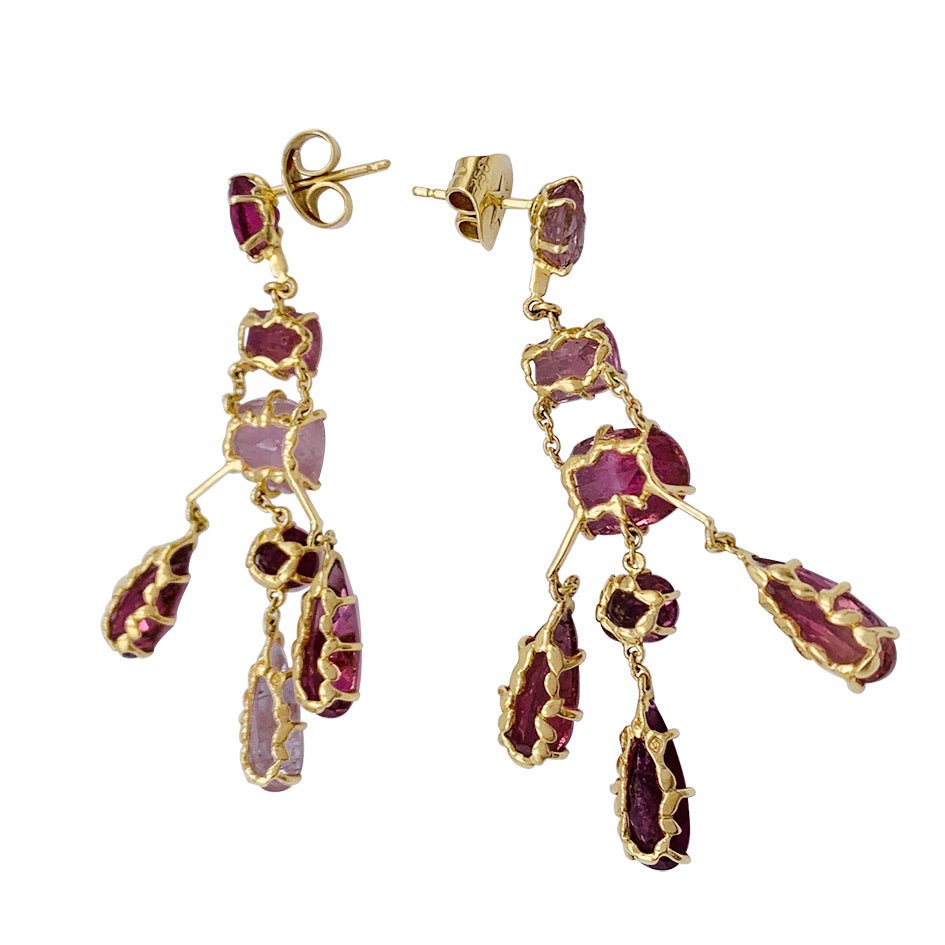 Boucles d'oreilles H.Stern,"Primavera", or jaune, tourmalines roses - Castafiore