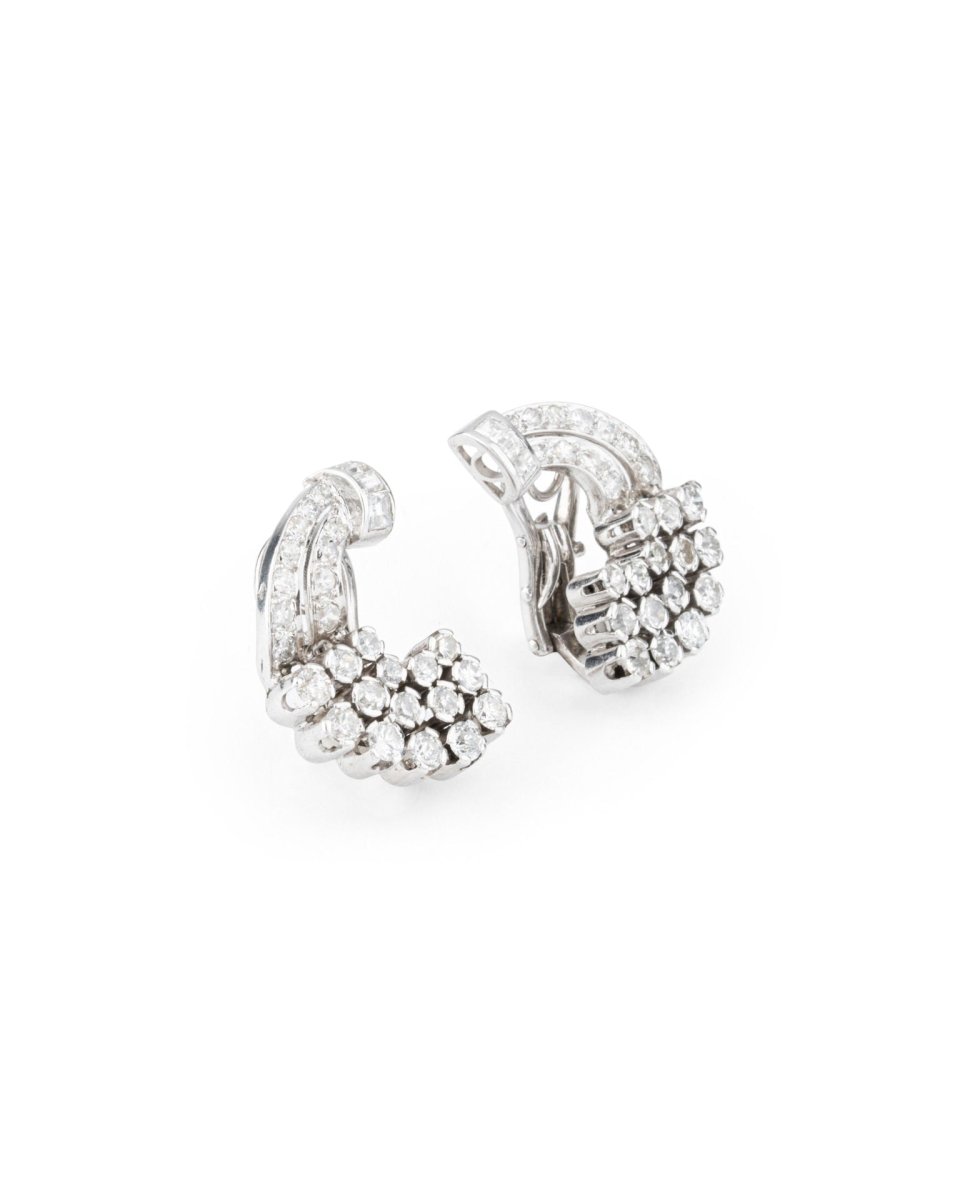Boucles d'oreilles Lune en platine et diamants - Castafiore