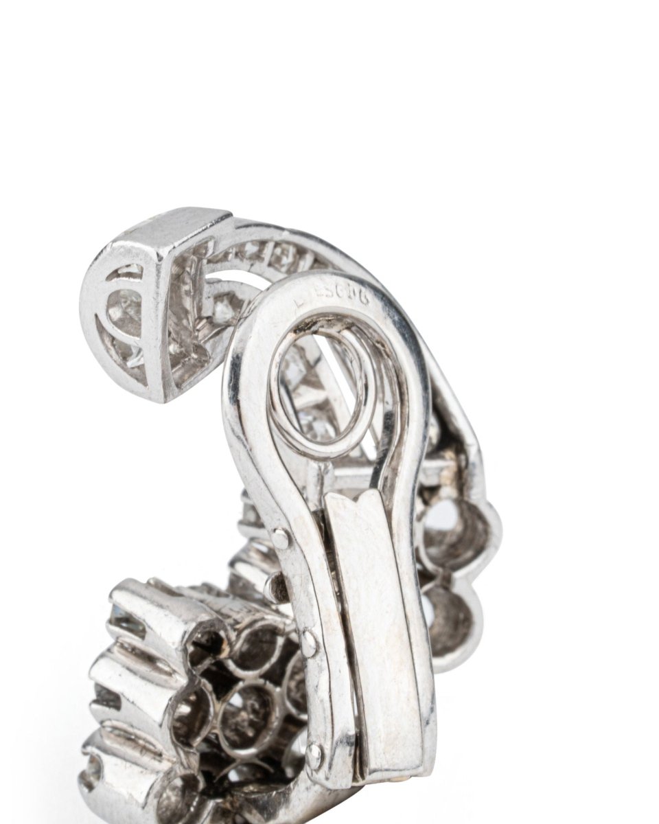 Boucles d'oreilles Lune en platine et diamants - Castafiore