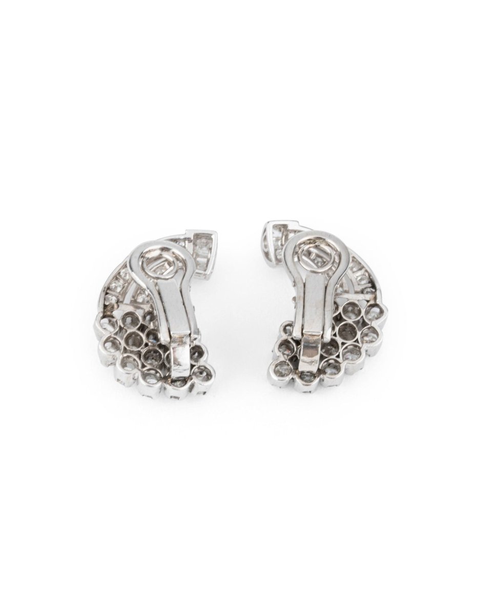 Boucles d'oreilles Lune en platine et diamants - Castafiore