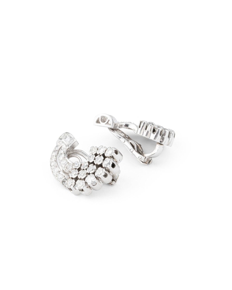 Boucles d'oreilles Lune en platine et diamants - Castafiore