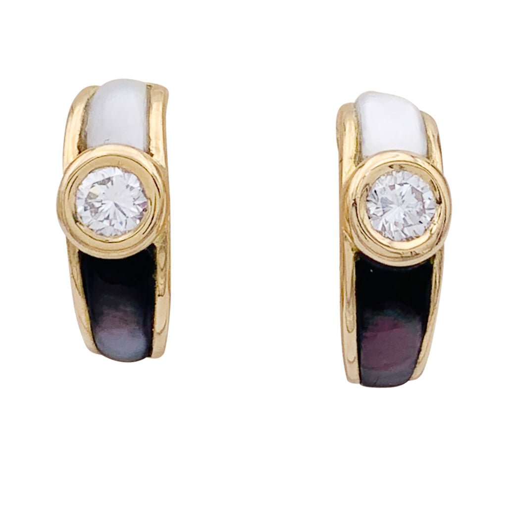 Boucles d'oreilles MAUBOUSSIN "Nadia" en or jaune, diamants et nacre - Castafiore