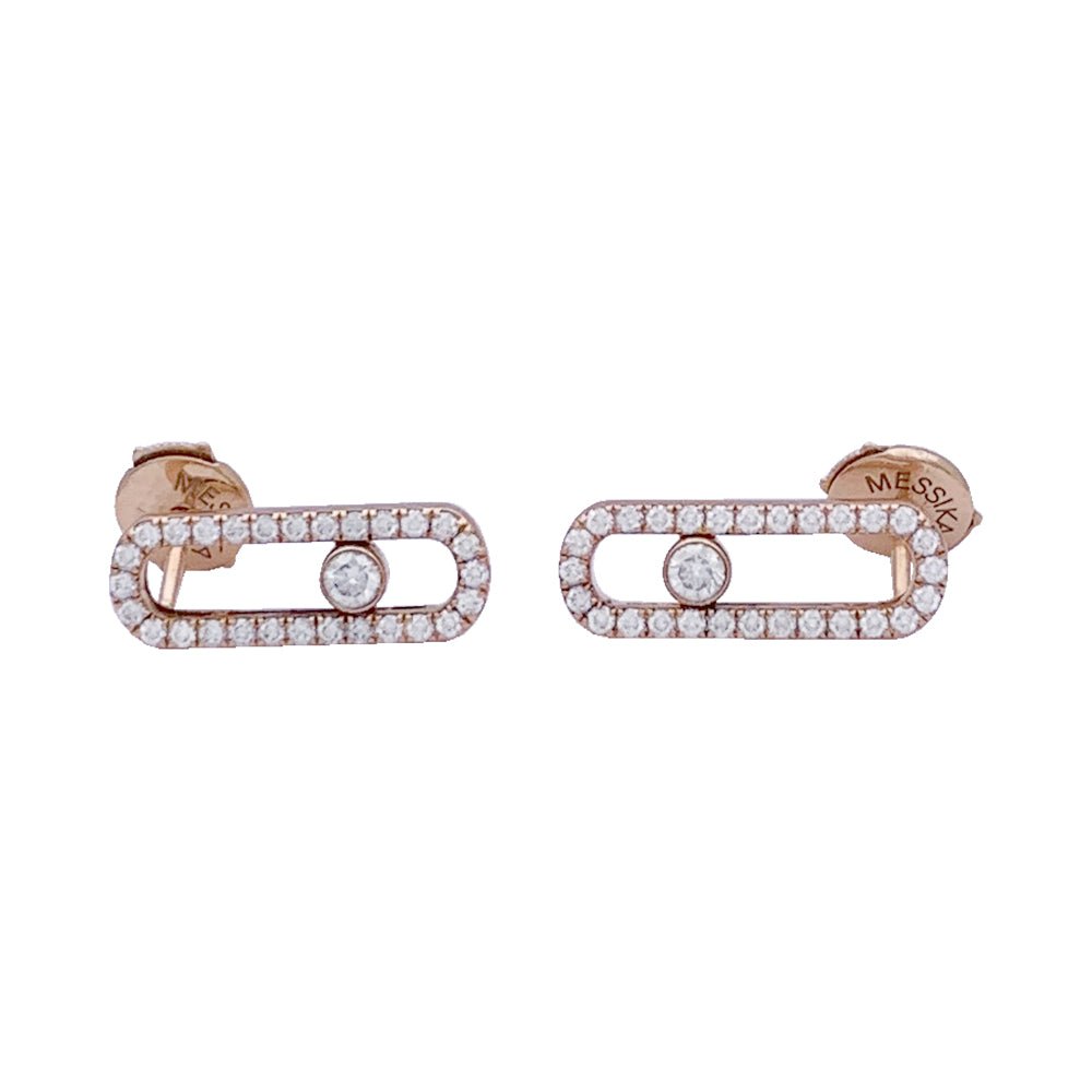 Boucles d'oreilles Messika "Move Uno Pavées", or rose, diamants. - Castafiore