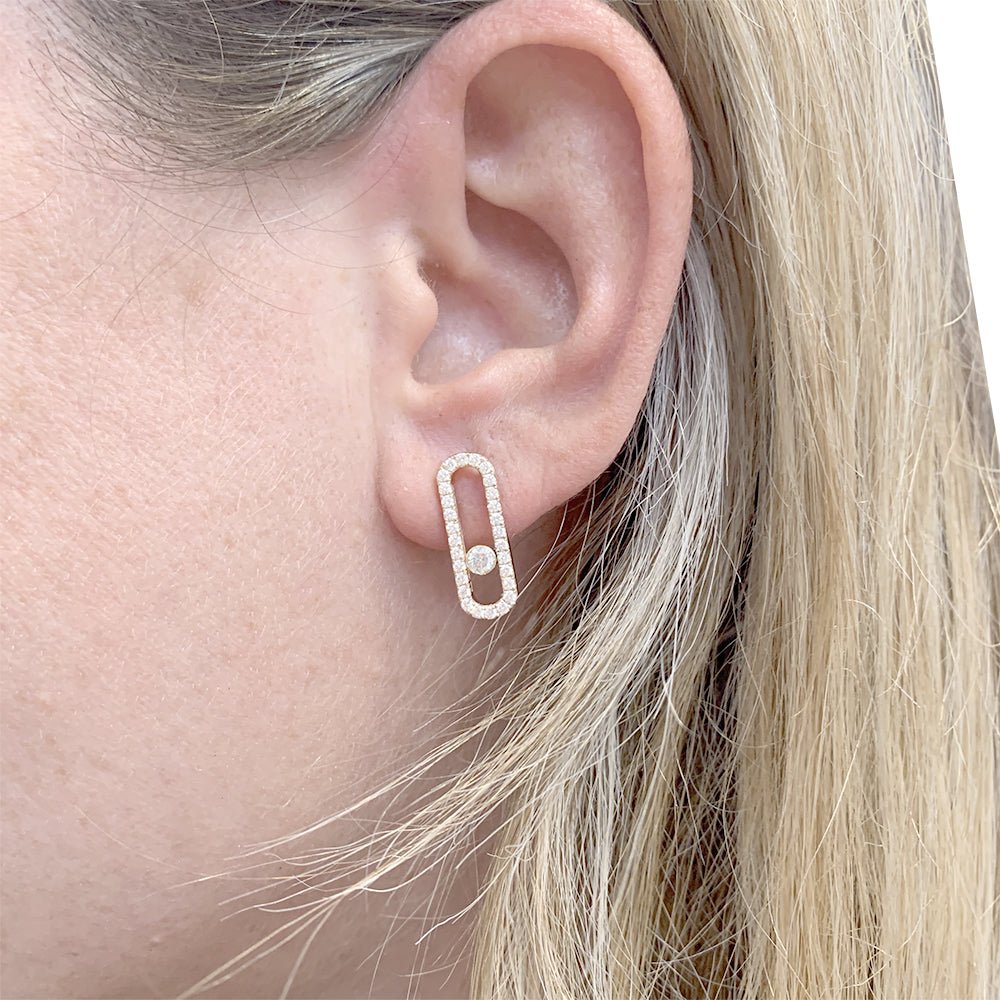 Boucles d'oreilles Messika "Move Uno Pavées", or rose, diamants. - Castafiore