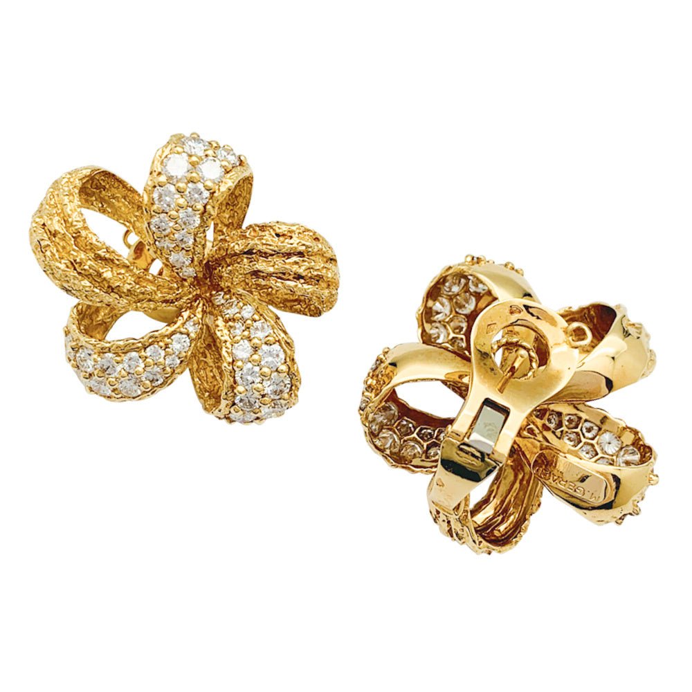 Boucles d'oreilles M.Gérard en or jaune et diamants - Castafiore