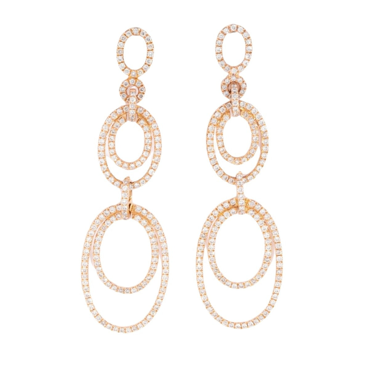 Boucles d'oreilles Multi-anneaux en or rose et diamants - Castafiore